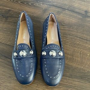 NAPOLEONI NACHELL Navy Slip On Loafers Silver Accents Size 39/8.5
